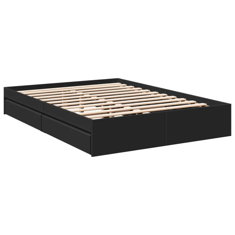 Bedframe met lades bewerkt hout bruin eikenkleurig 120x190 cm
