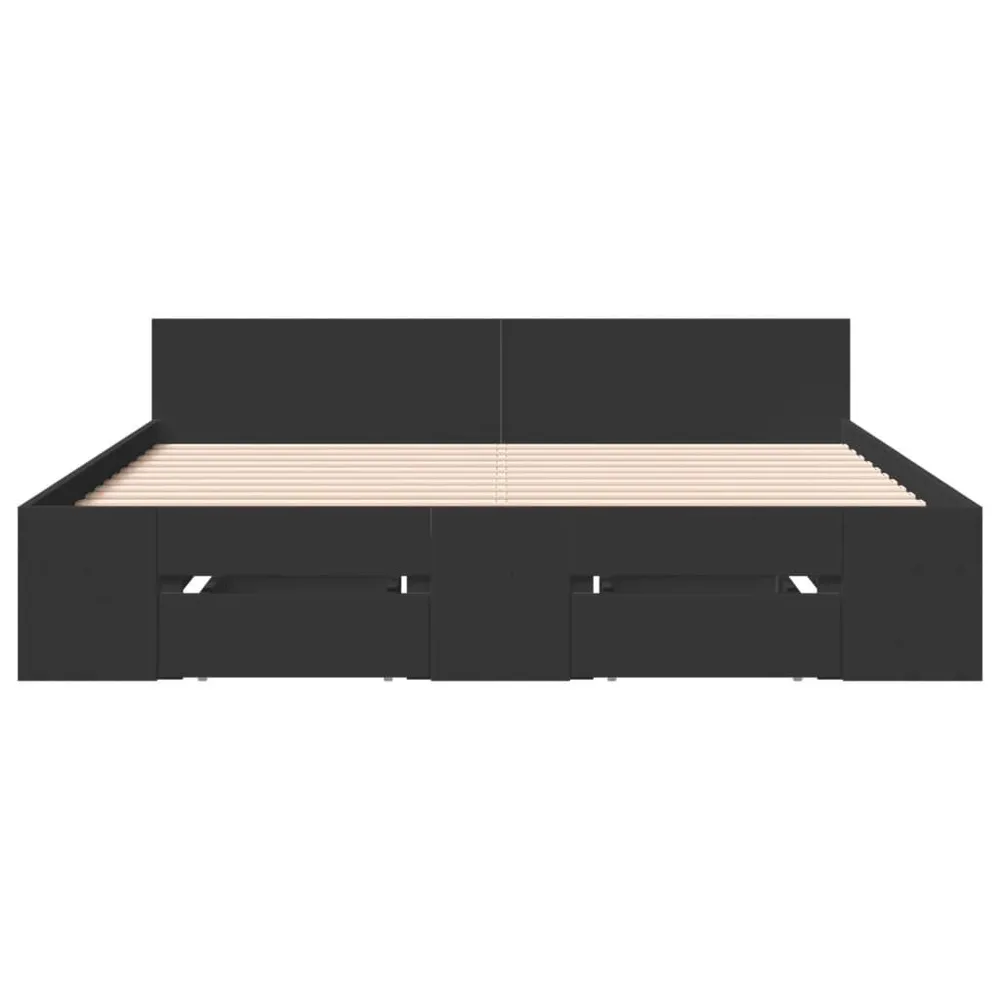 Bedframe met lades bewerkt hout zwart 120x200 cm