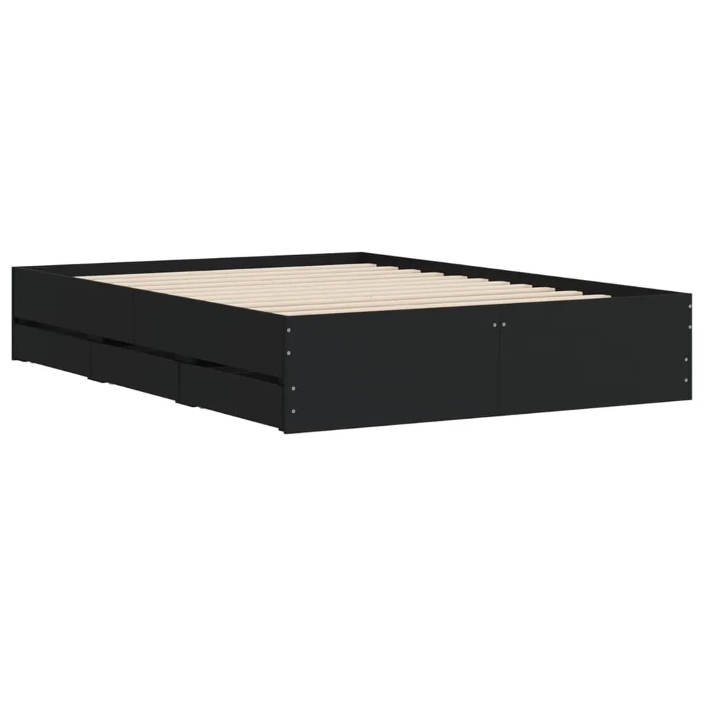 Bedframe met lades bewerkt hout zwart 120x200 cm