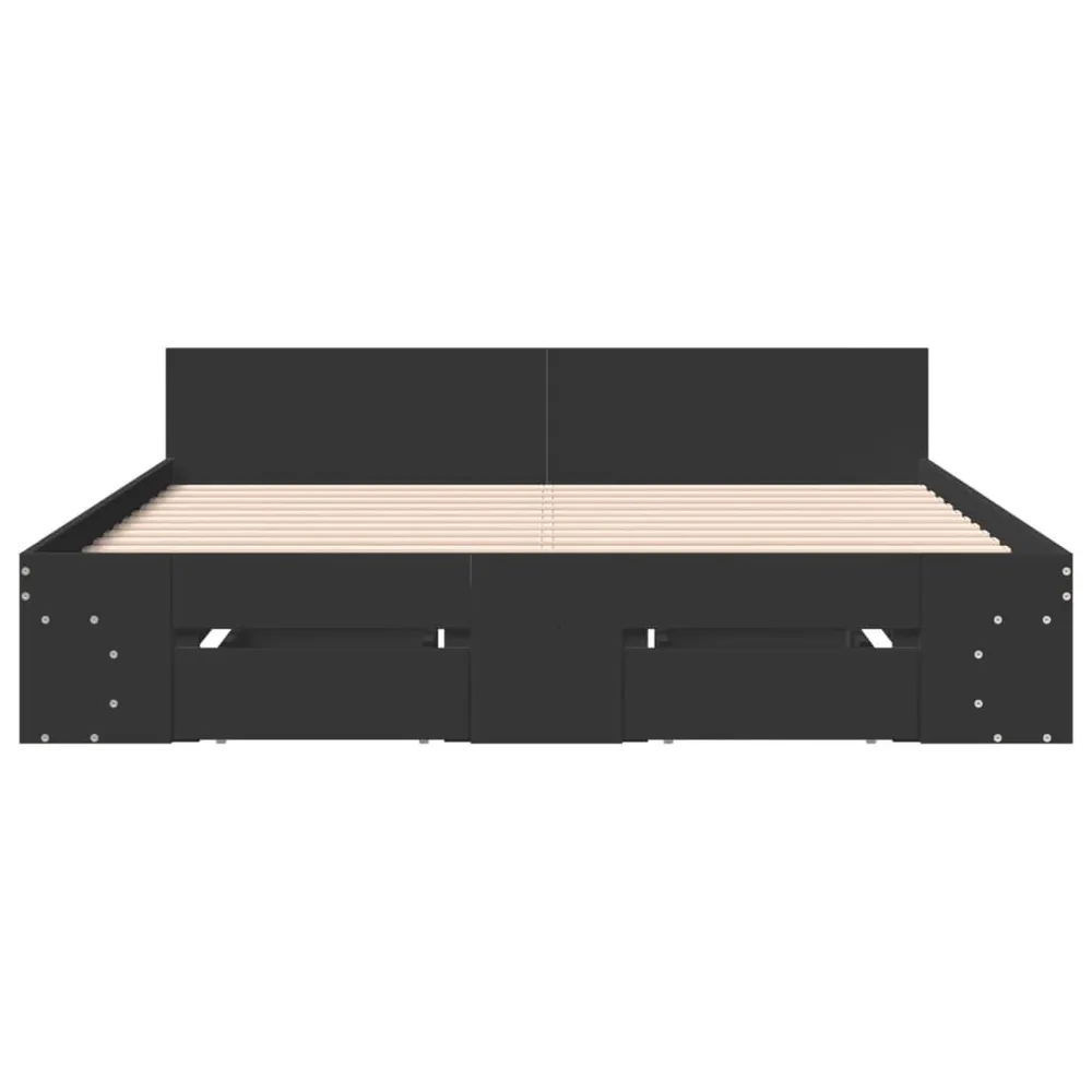 Bedframe met lades bewerkt hout zwart 150x200 cm