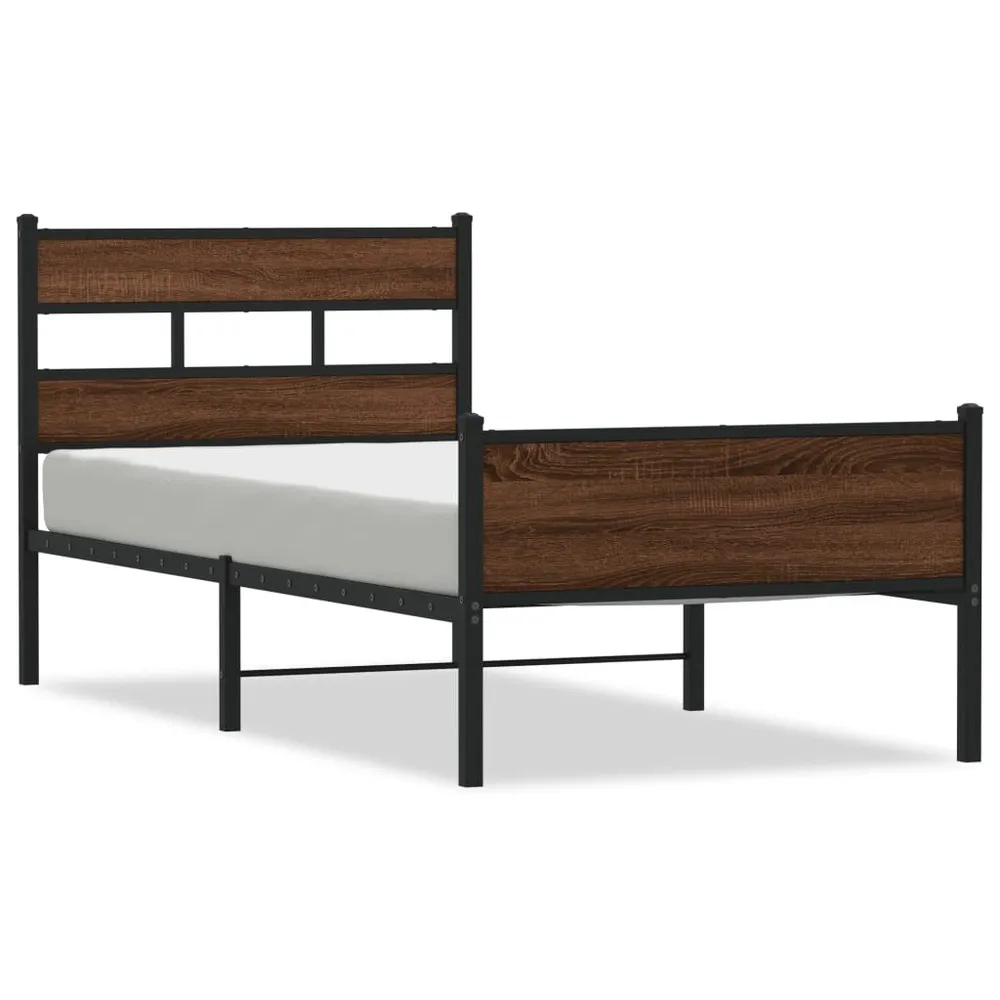 Bedframe zonder matras bewerkt hout bruin eikenkleur 107x200 cm