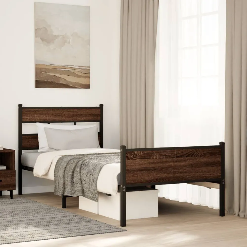 Bedframe zonder matras bewerkt hout bruin eikenkleur 107x200 cm
