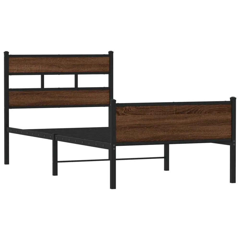 Bedframe zonder matras bewerkt hout bruin eikenkleur 107x200 cm