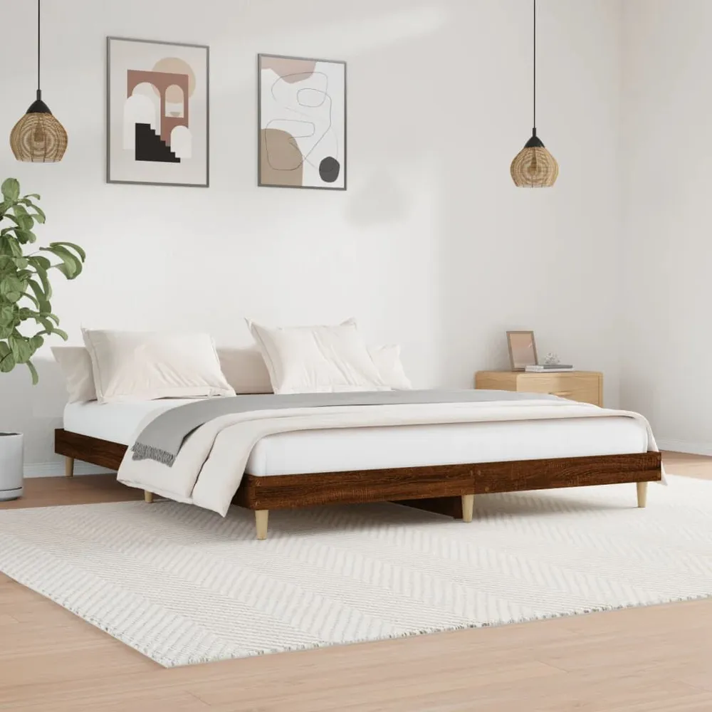 Bedframe zonder matras bewerkt hout bruin eikenkleur 140x200 cm