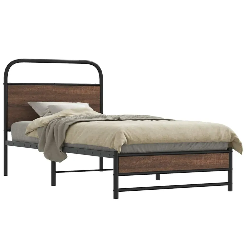 Bedframe zonder matras bewerkt hout bruin eikenkleur 100x190 cm