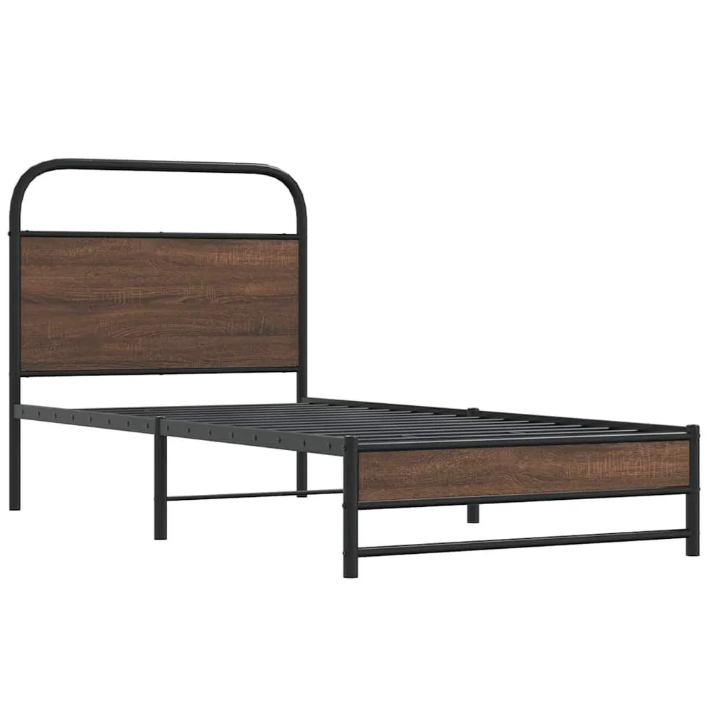 Bedframe zonder matras bewerkt hout bruin eikenkleur 100x190 cm