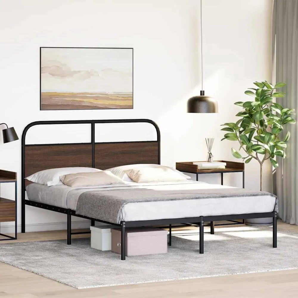Bedframe zonder matras bewerkt hout bruin eikenkleur 135x190 cm