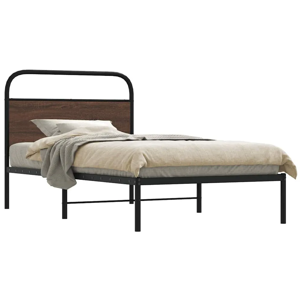 Bedframe zonder matras bewerkt hout bruin eikenkleur 107x203 cm