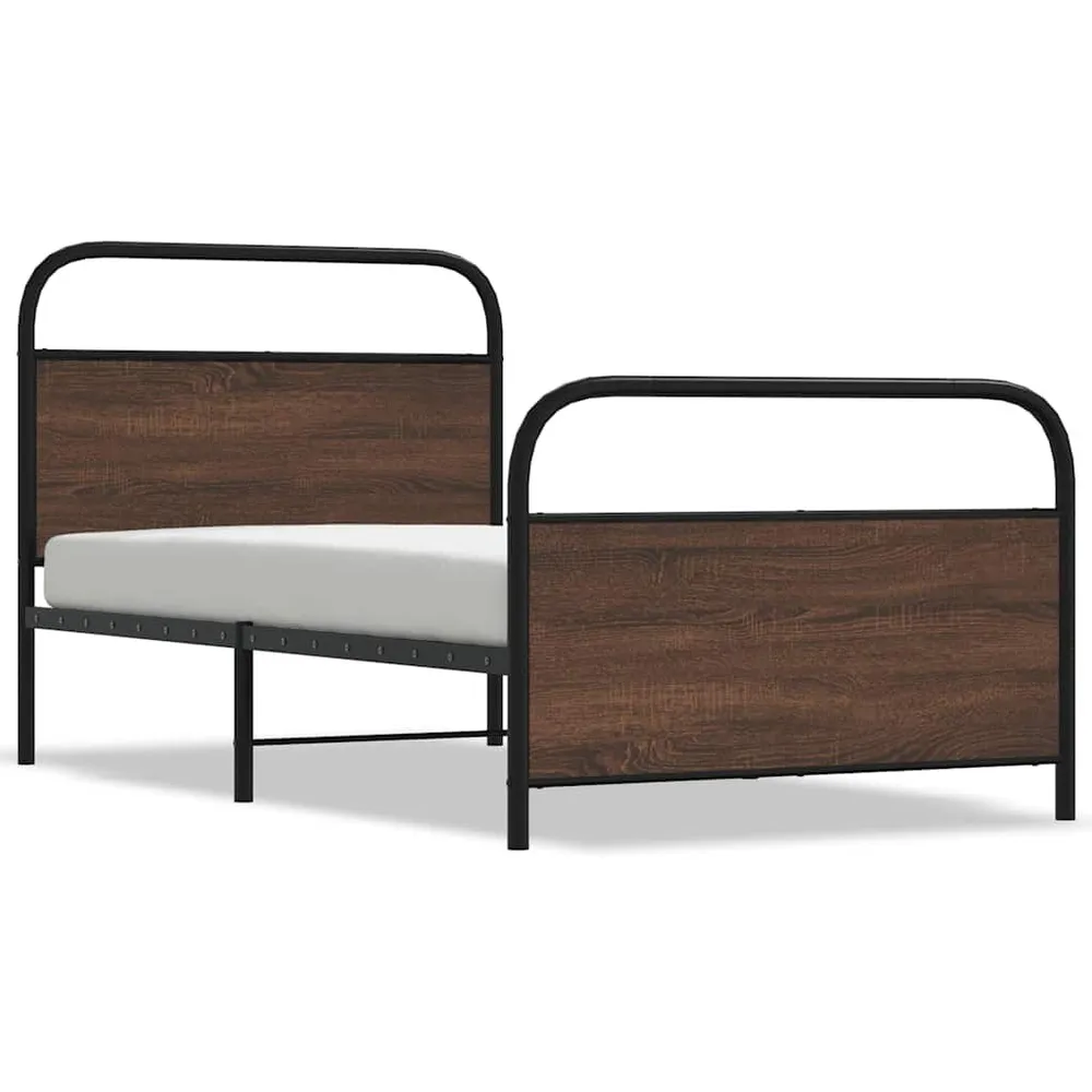 Bedframe zonder matras bewerkt hout bruin eikenkleur 107x203 cm
