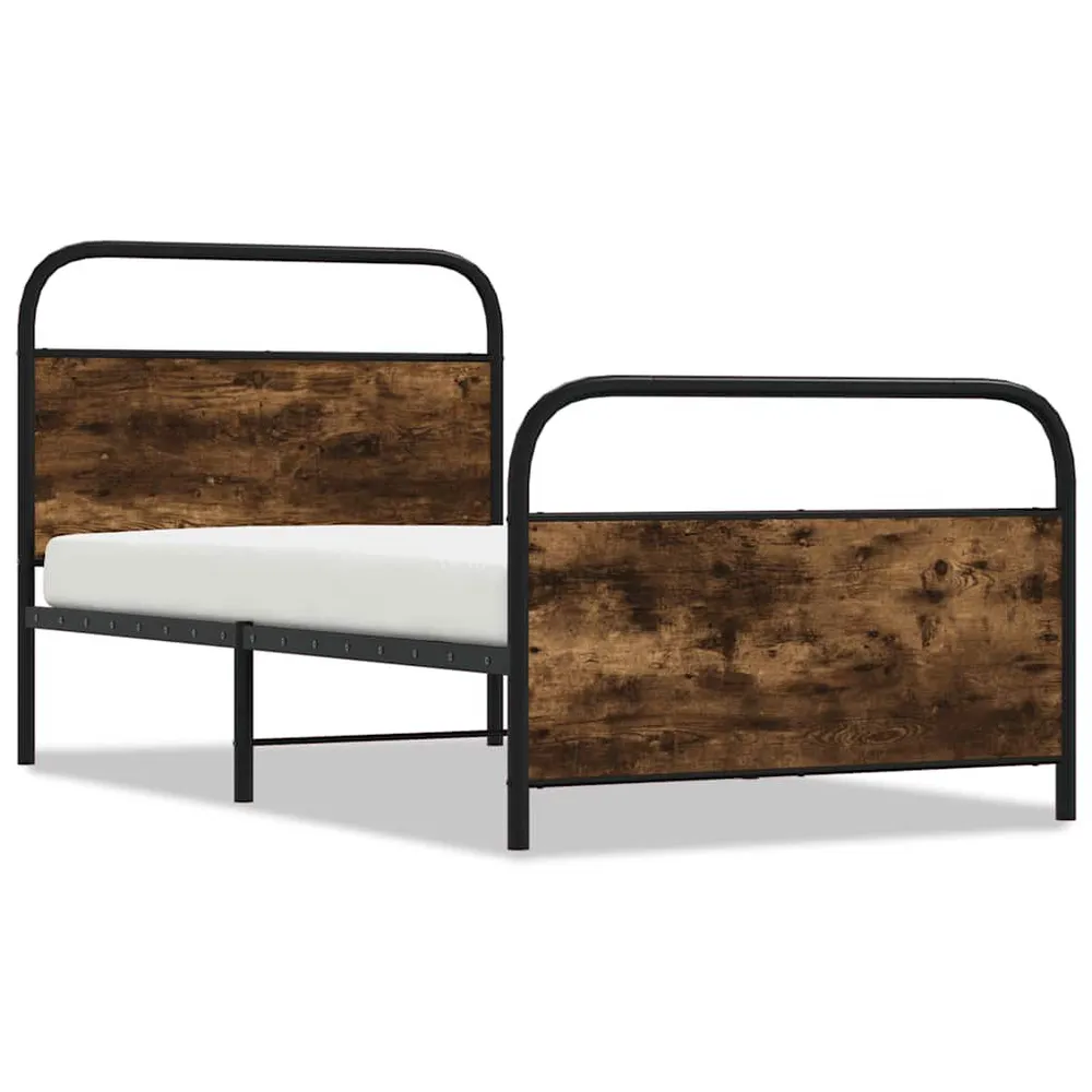 Bedframe zonder matras bewerkt hout gerookt eiken 100x190 cm