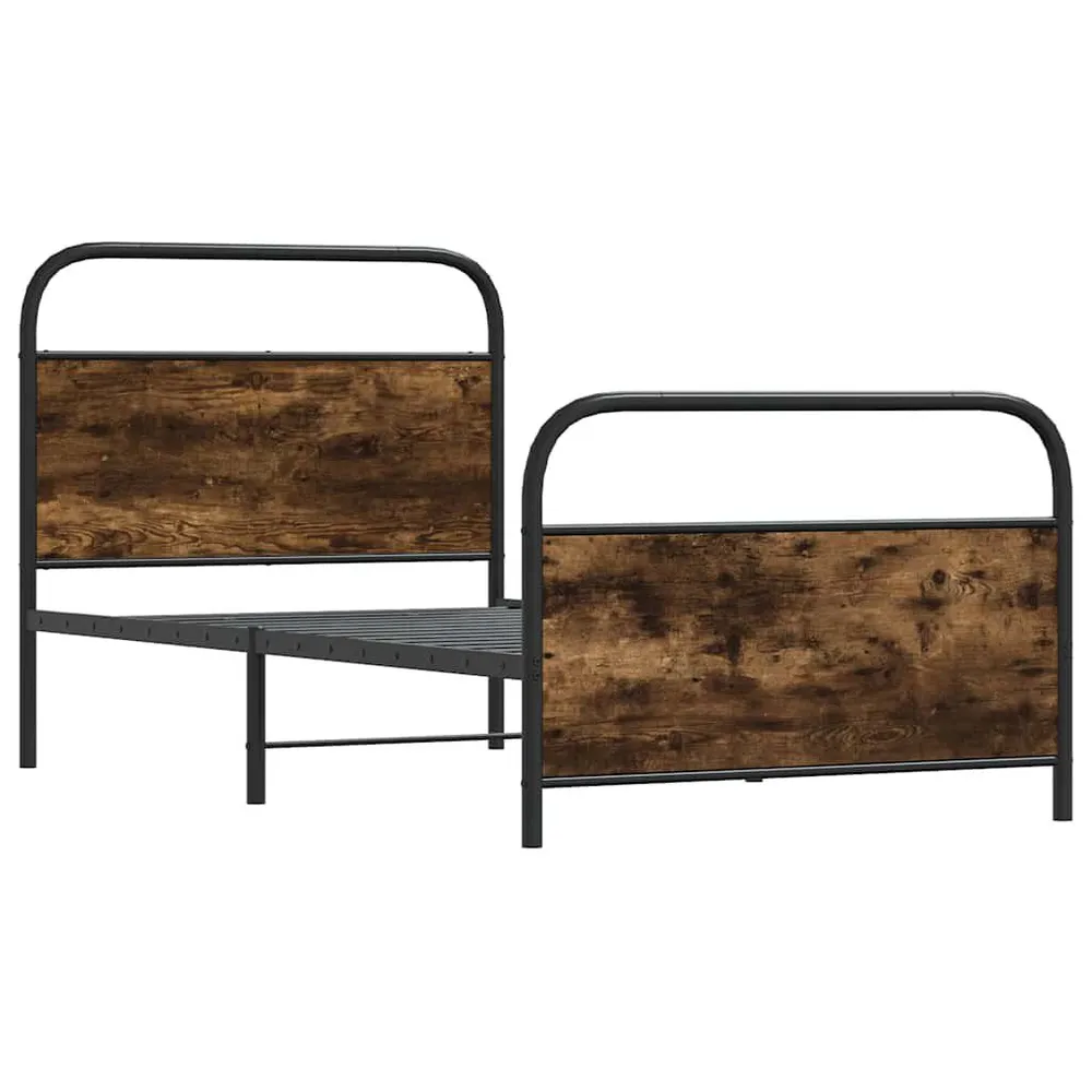 Bedframe zonder matras bewerkt hout gerookt eiken 100x190 cm