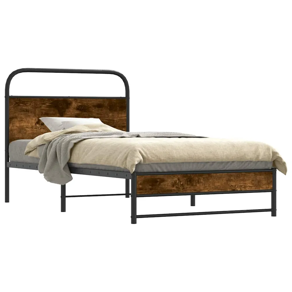Bedframe zonder matras bewerkt hout gerookt eiken 107x203 cm