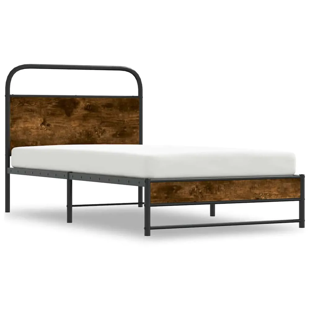Bedframe zonder matras bewerkt hout gerookt eiken 107x203 cm