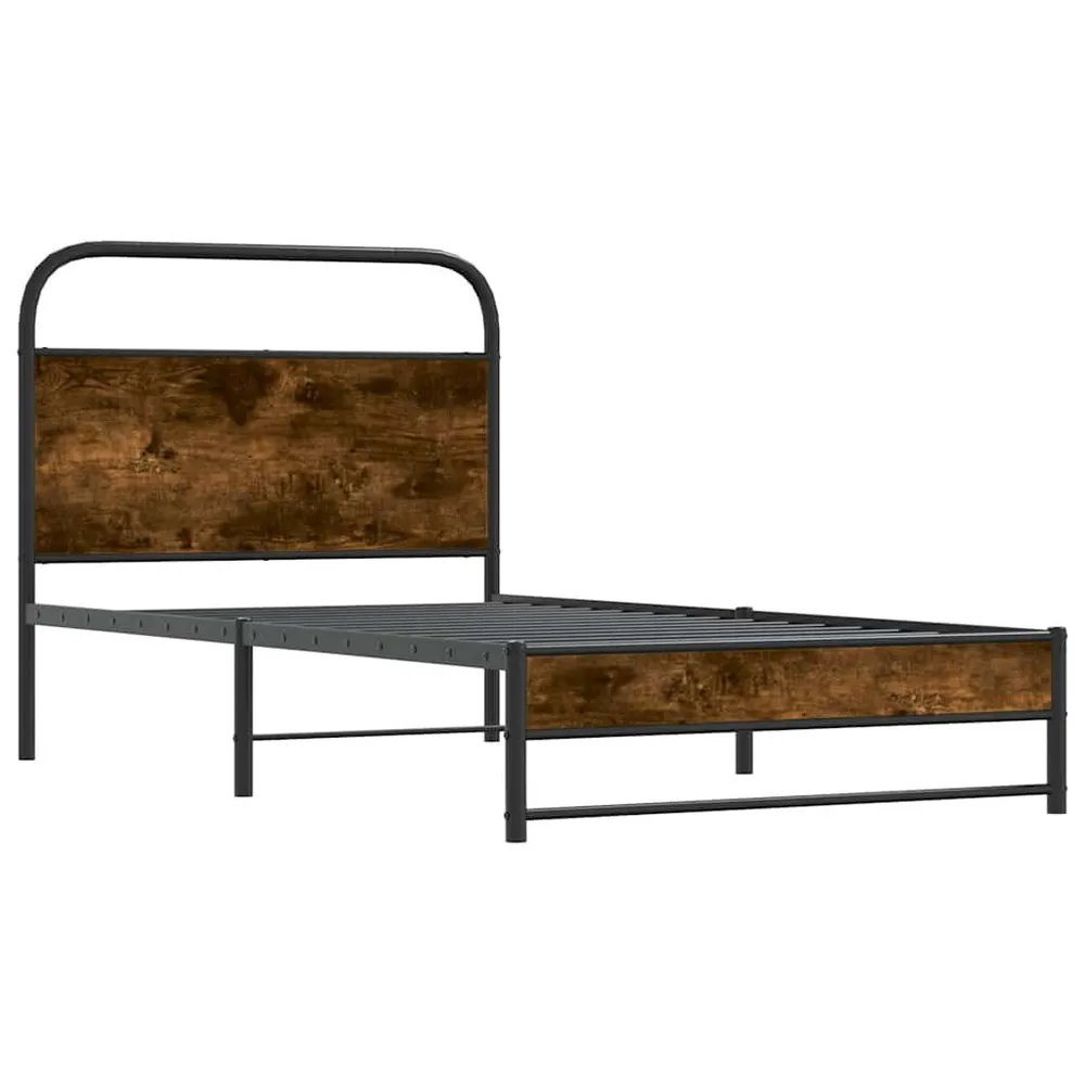Bedframe zonder matras bewerkt hout gerookt eiken 107x203 cm