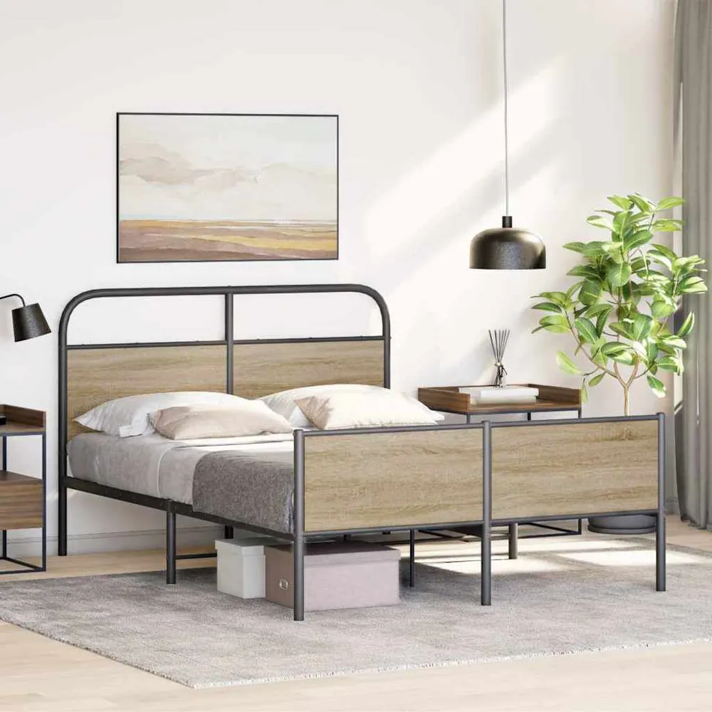 Bedframe zonder matras bewerkt hout sonoma eikenkleur 120x200cm