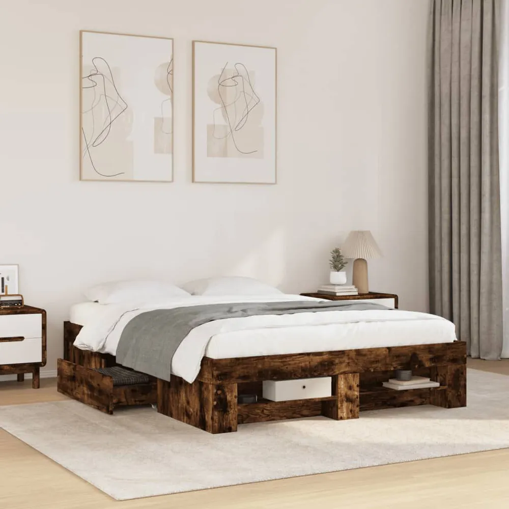Bedframe zonder matras hout gerookt eikenkleurig 140x190 cm