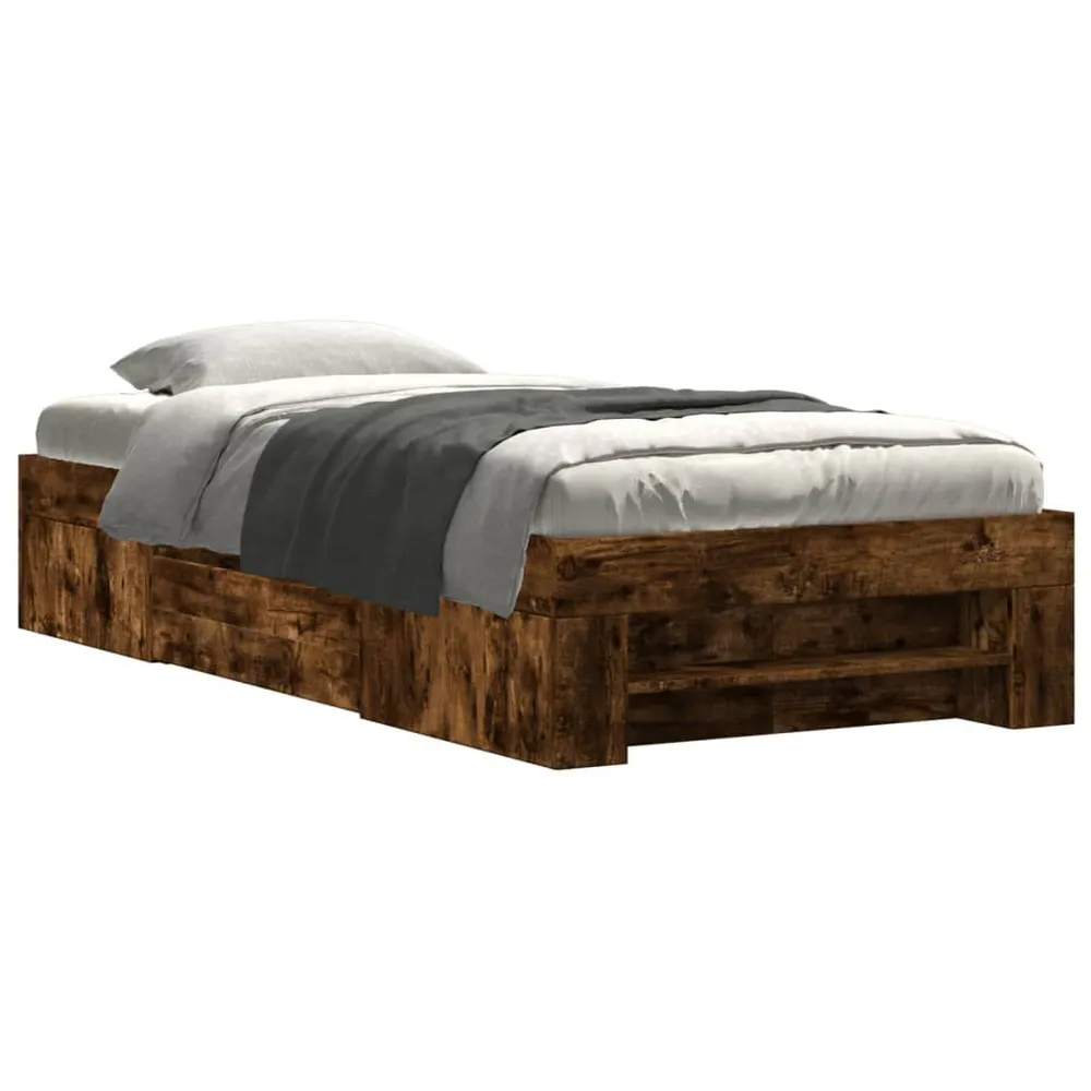 Bedframe zonder matras hout gerookt eikenkleurig 75x190 cm