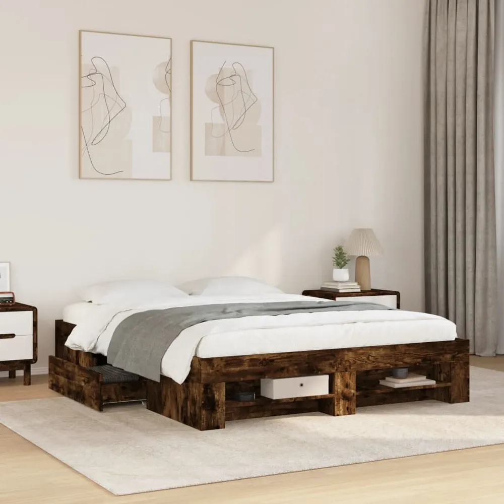 Bedframe zonder matras hout gerookt eikenkleurig 160x200 cm