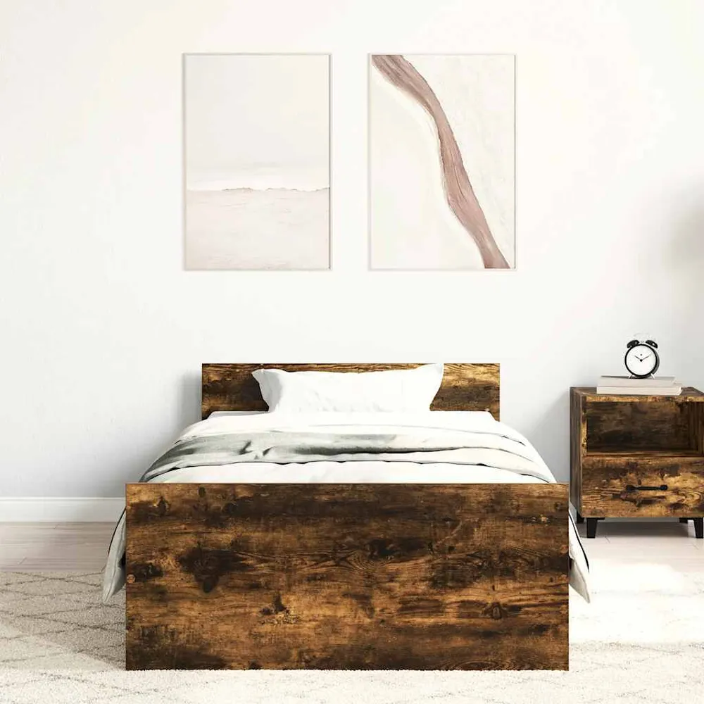 Bedframe zonder matras hout gerookt eikenkleurig 75x190 cm