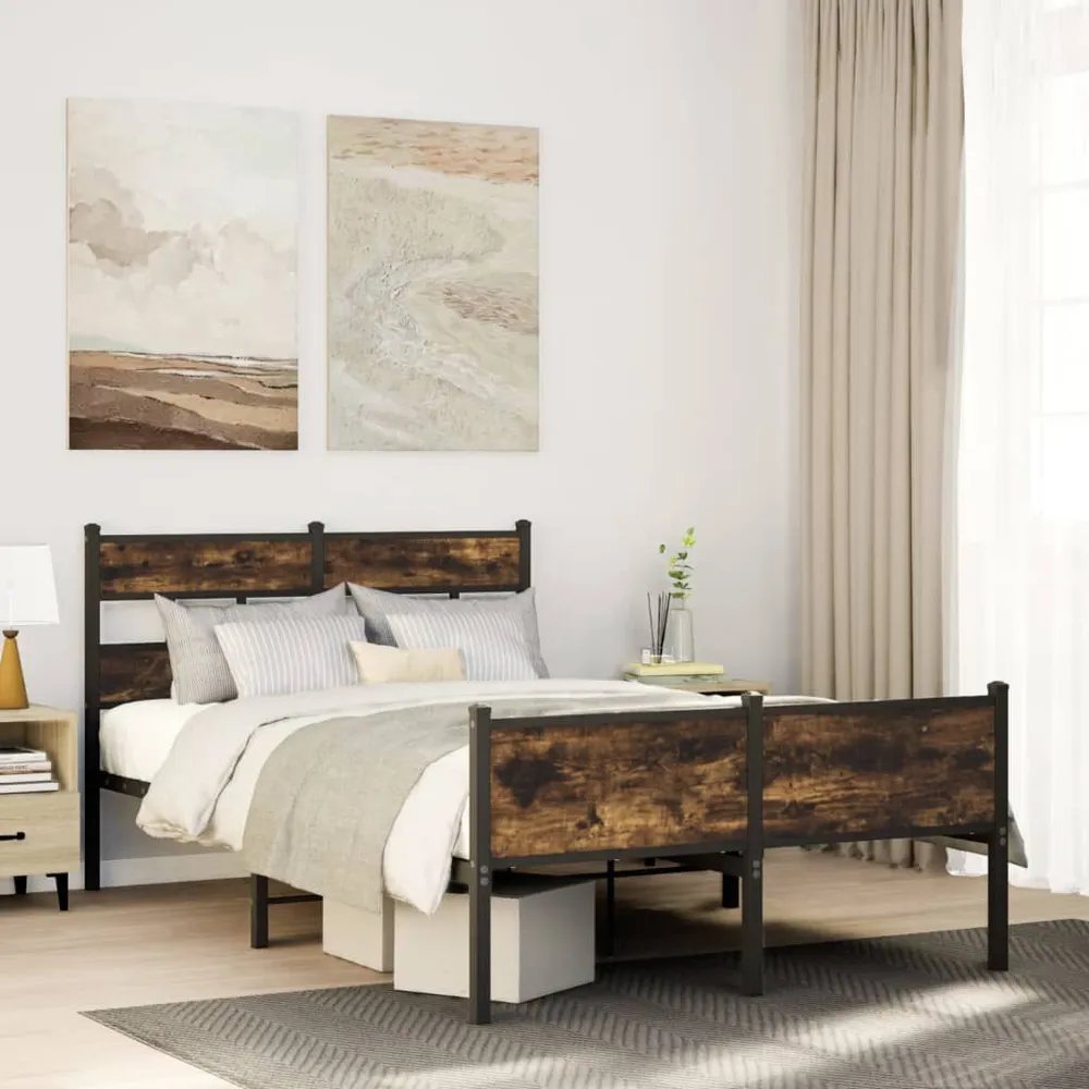 Bedframe zonder matras hout gerookt eikenkleurig 120x200 cm