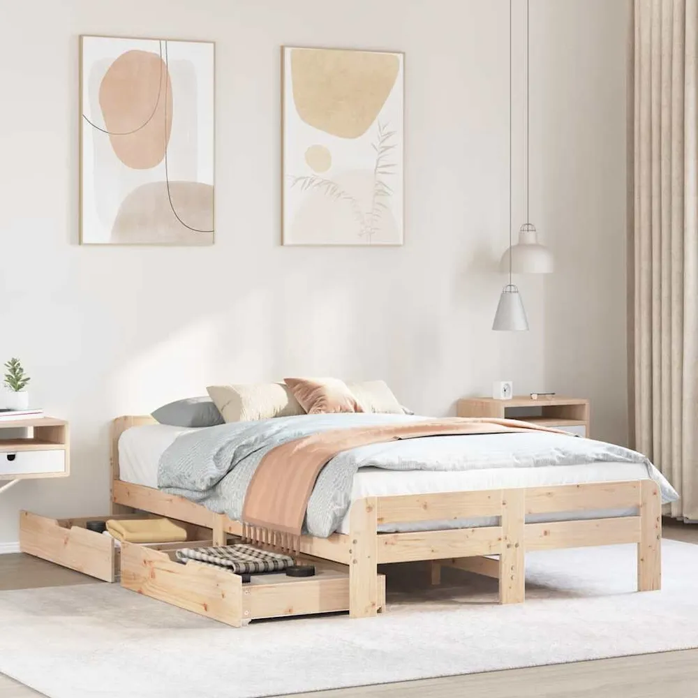 Bedframe zonder matras massief grenenhout 120x190 cm