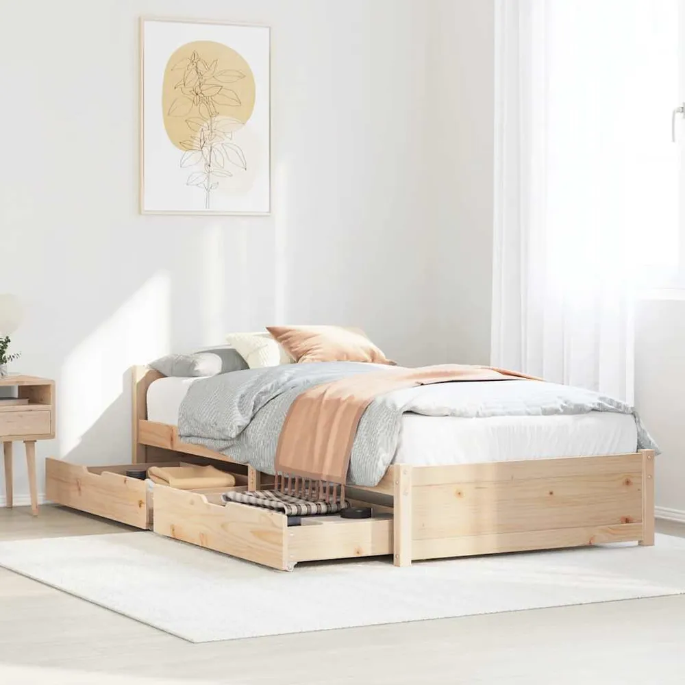 Bedframe zonder matras massief grenenhout 75x190 cm