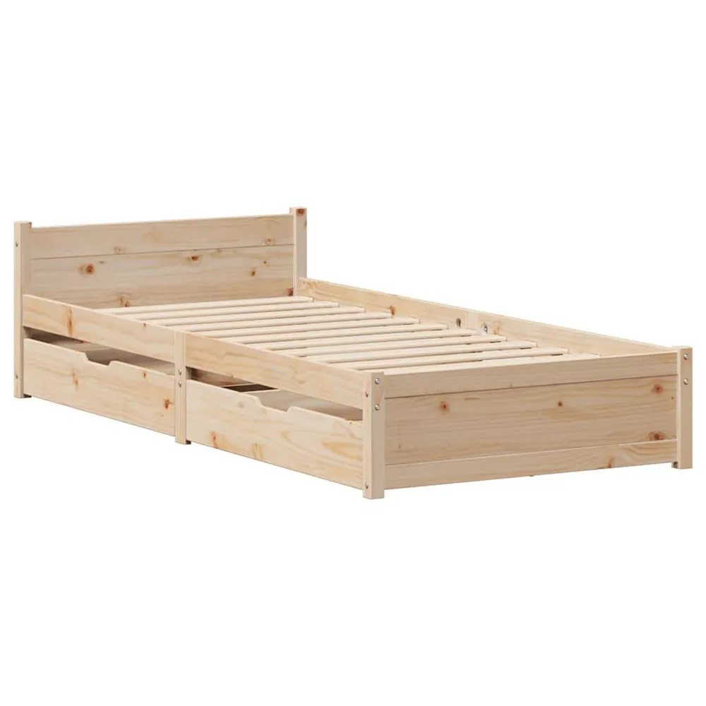 Bedframe zonder matras massief grenenhout 75x190 cm