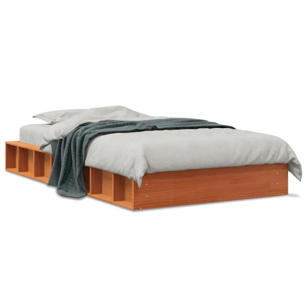 Bedframe zonder matras massief grenenhout wasbruin 75x190 cm