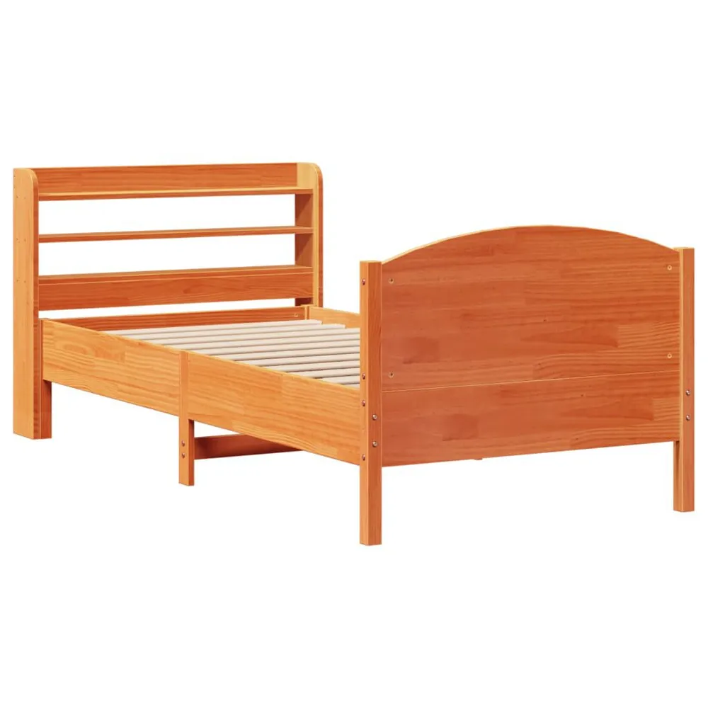 Bedframe zonder matras massief grenenhout wasbruin 75x190 cm