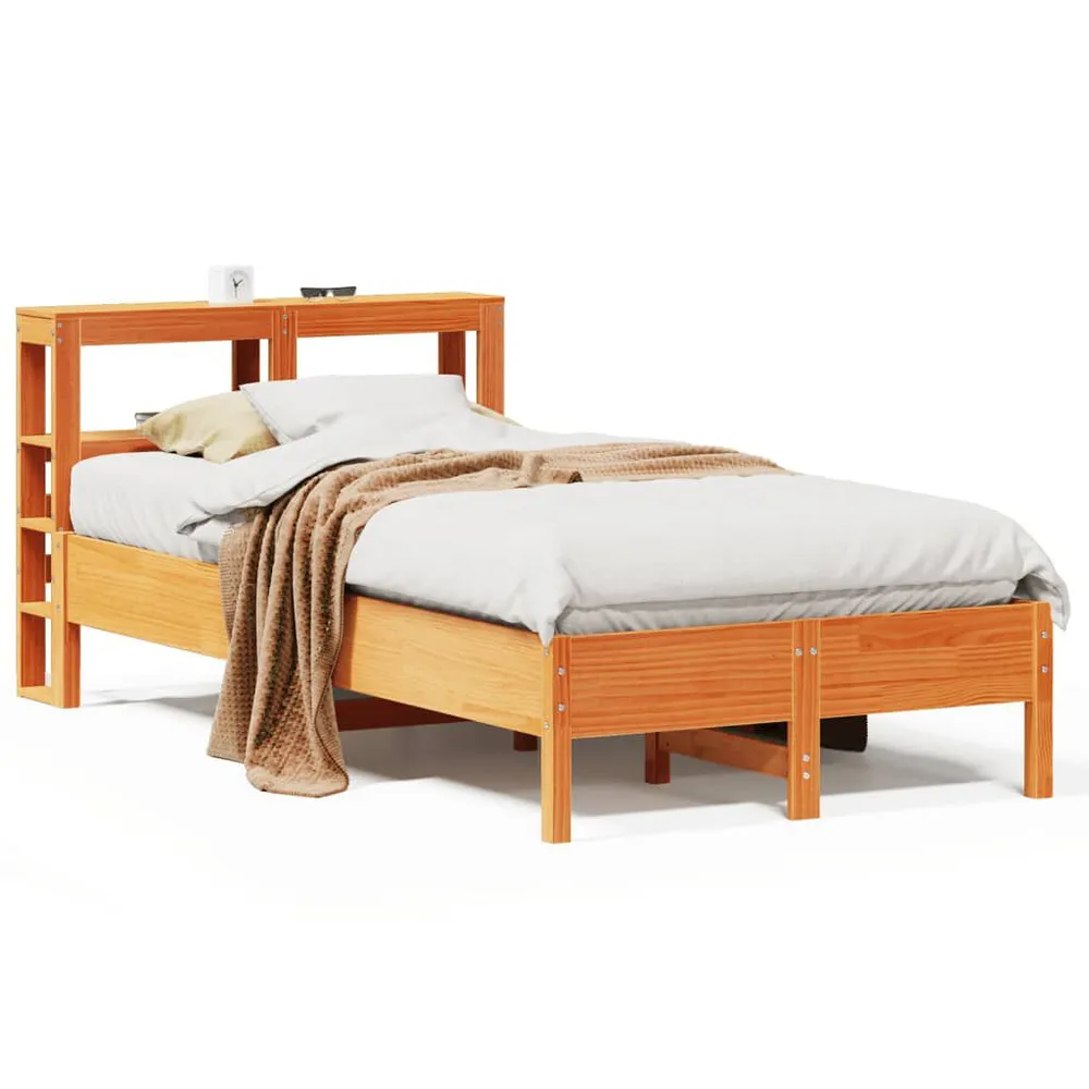Bedframe zonder matras massief grenenhout wasbruin 120x190 cm
