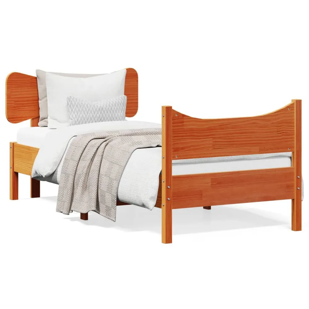 Bedframe zonder matras massief grenenhout wasbruin 75x190 cm