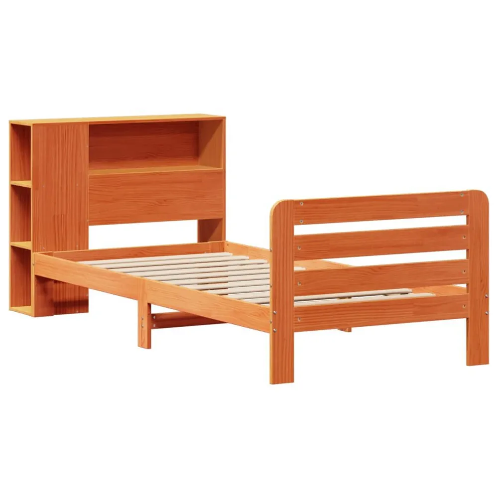 Bedframe zonder matras massief grenenhout wasbruin 75x190 cm