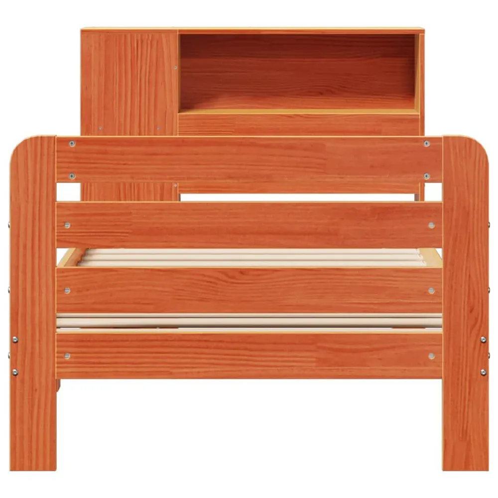 Bedframe zonder matras massief grenenhout wasbruin 75x190 cm