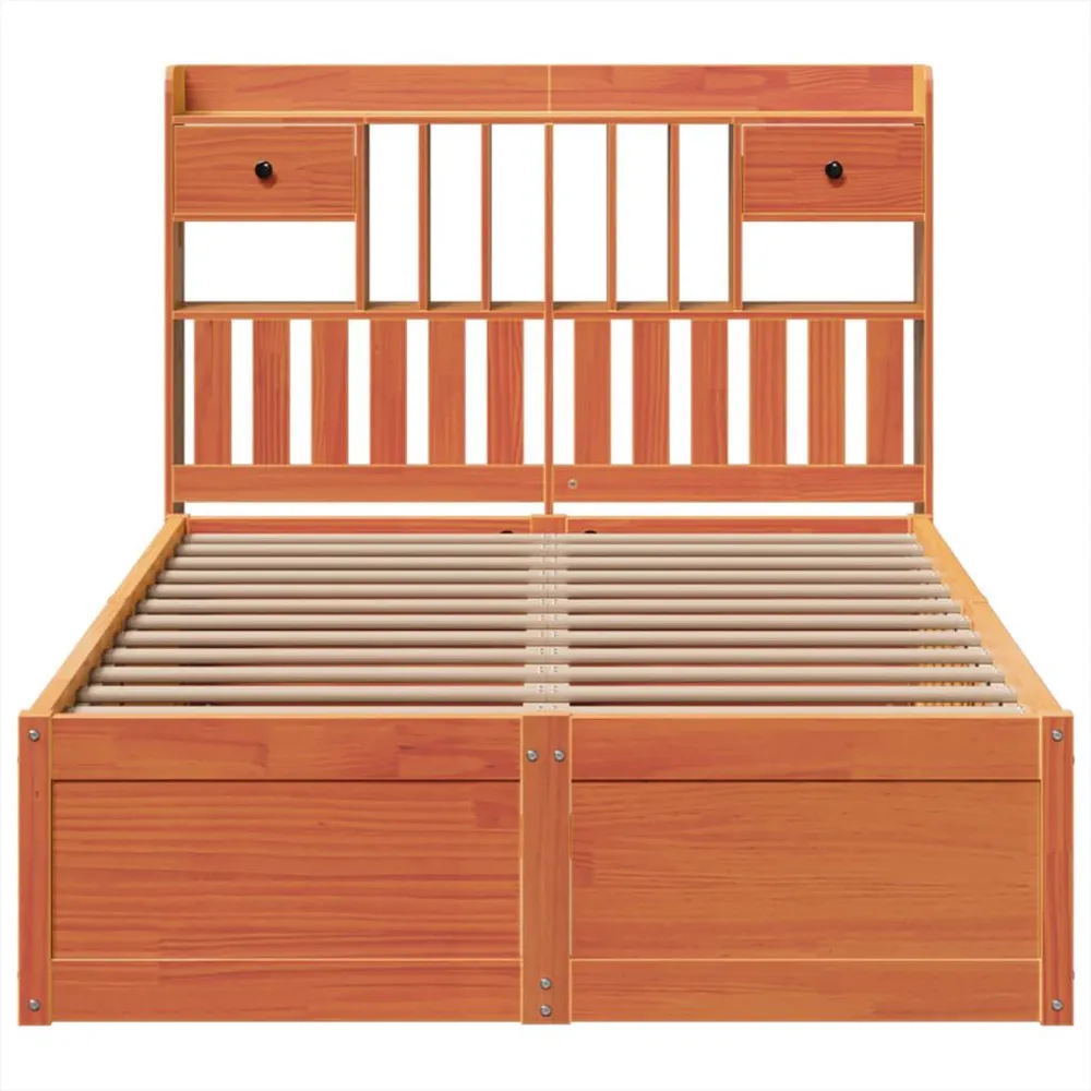 Bedframe zonder matras massief grenenhout wasbruin 135x190 cm