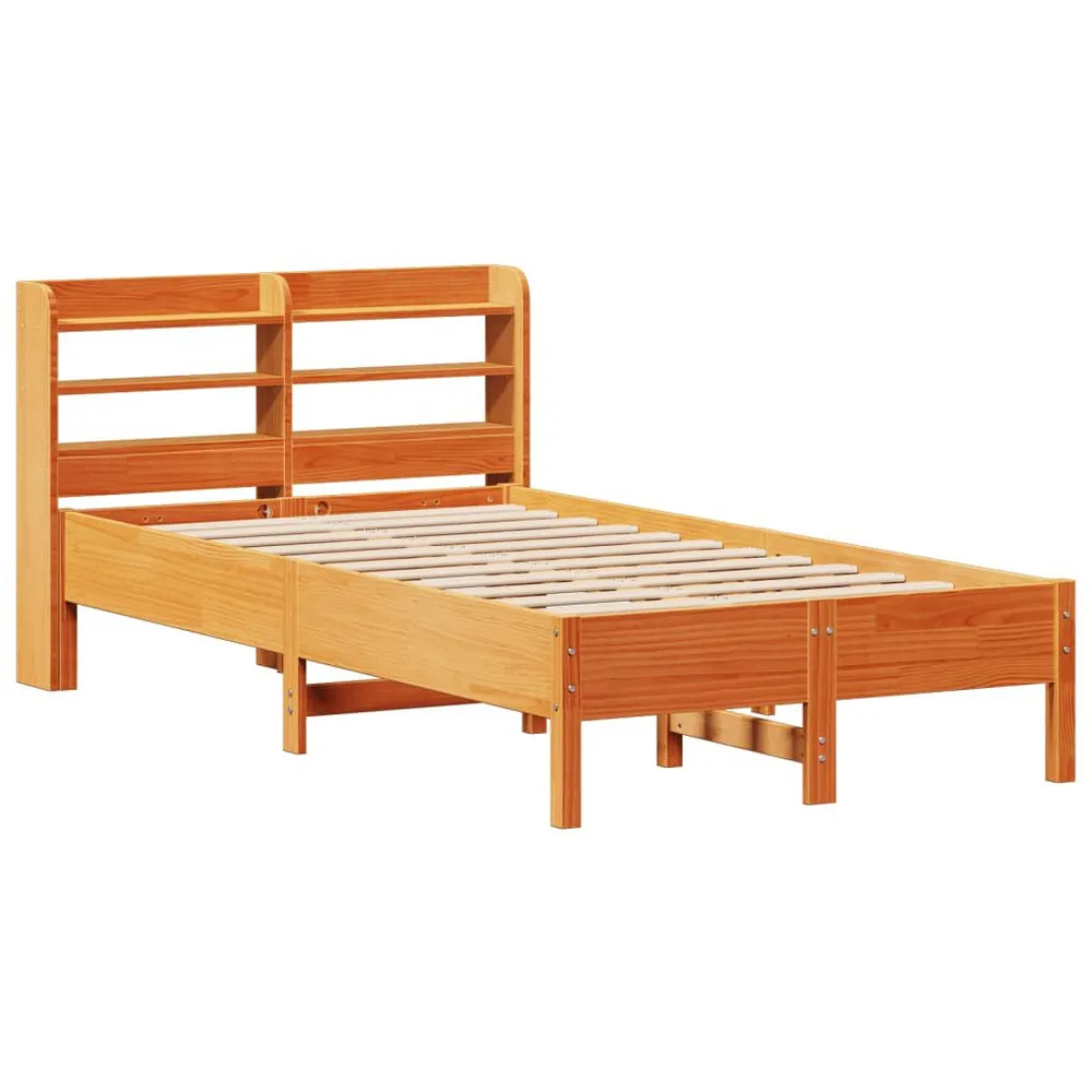 Bedframe zonder matras massief grenenhout wasbruin 120x190 cm