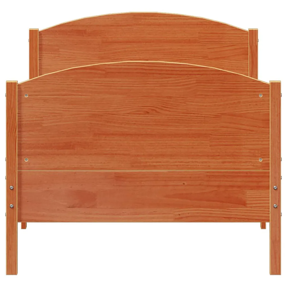 Bedframe zonder matras massief grenenhout wasbruin 75x190 cm