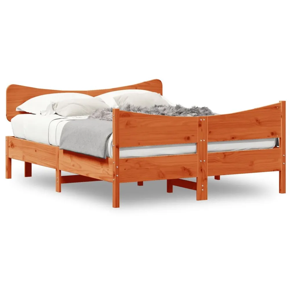 Bedframe zonder matras massief grenenhout wasbruin 135x190 cm