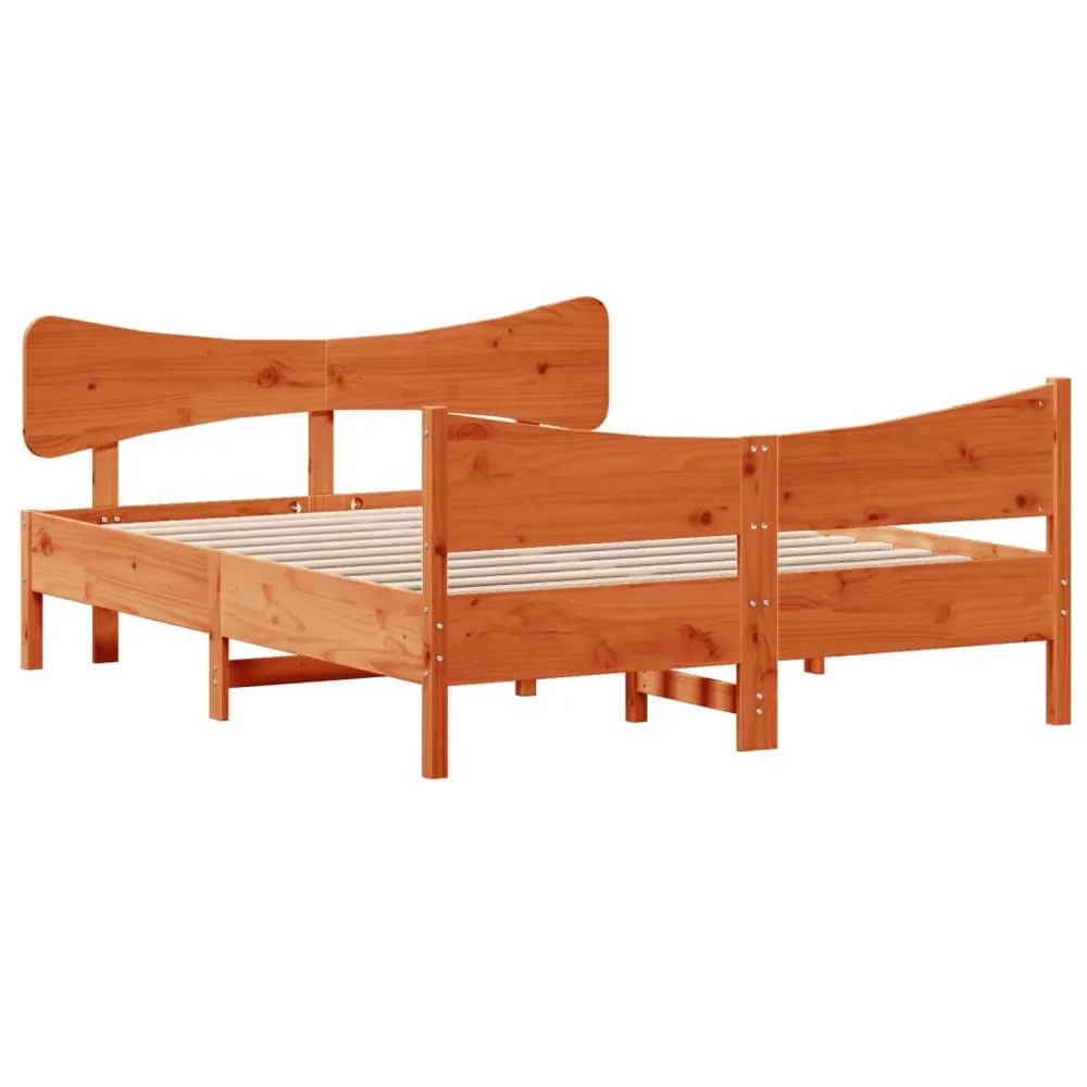 Bedframe zonder matras massief grenenhout wasbruin 135x190 cm