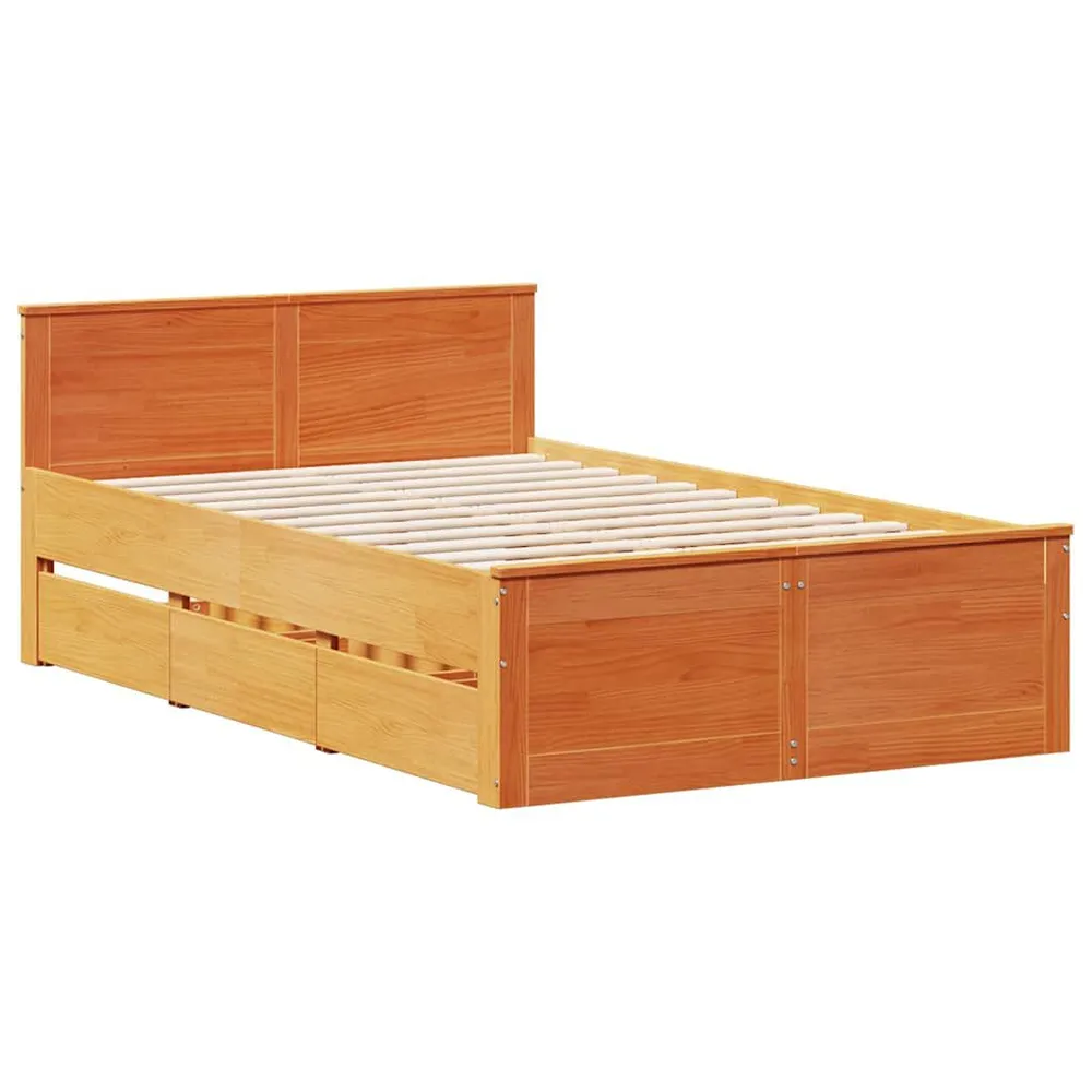 Bedframe zonder matras met hoofdbord hout wasbruin 120x190 cm