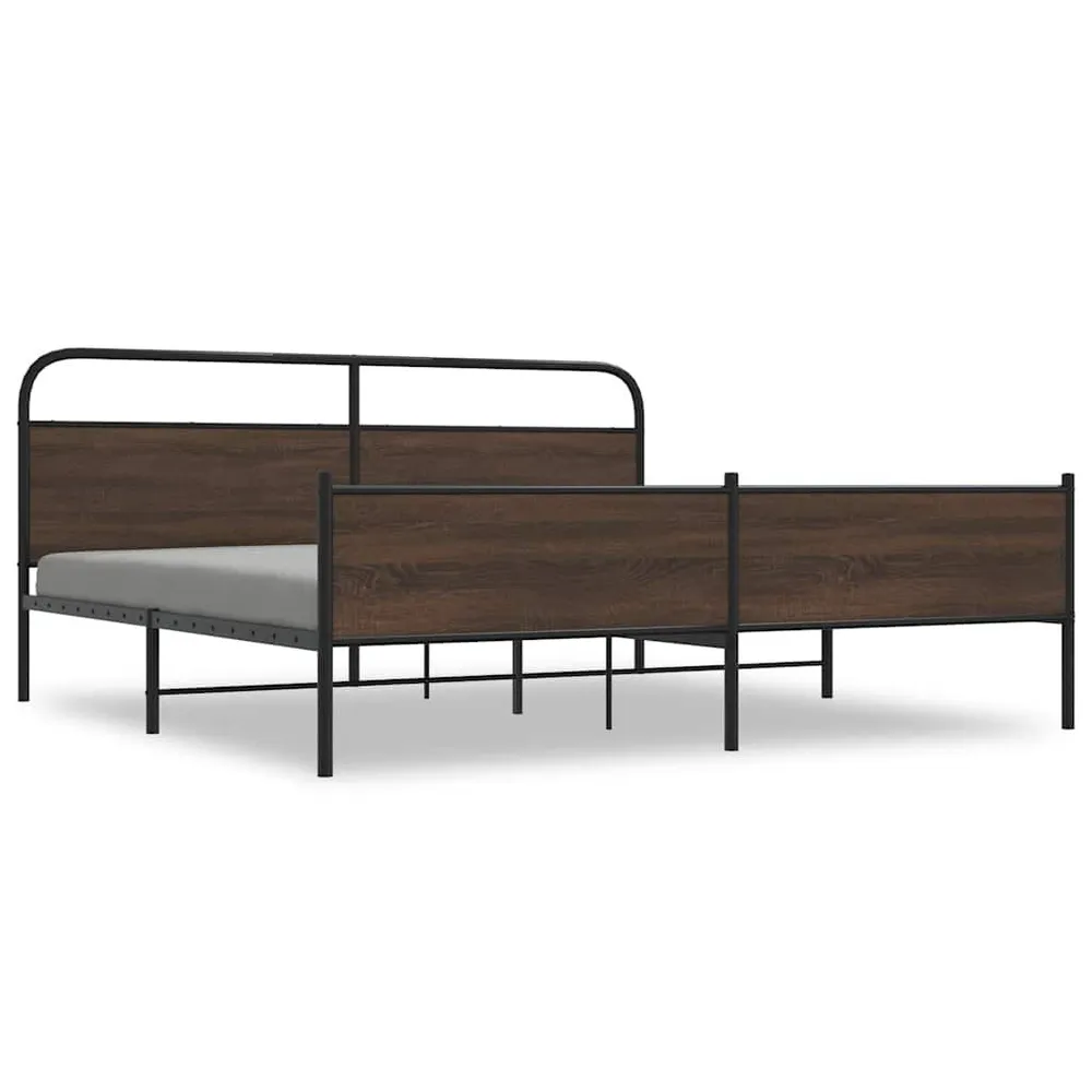 Bedframe zonder matras metaal bruin eikenkleur 193x203 cm