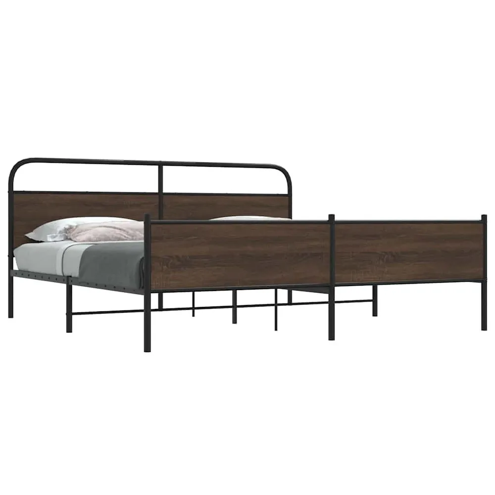 Bedframe zonder matras metaal bruin eikenkleur 193x203 cm