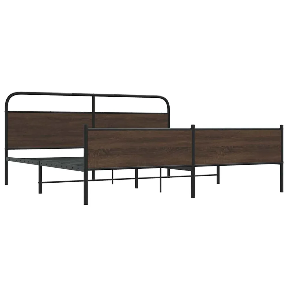 Bedframe zonder matras metaal bruin eikenkleur 193x203 cm