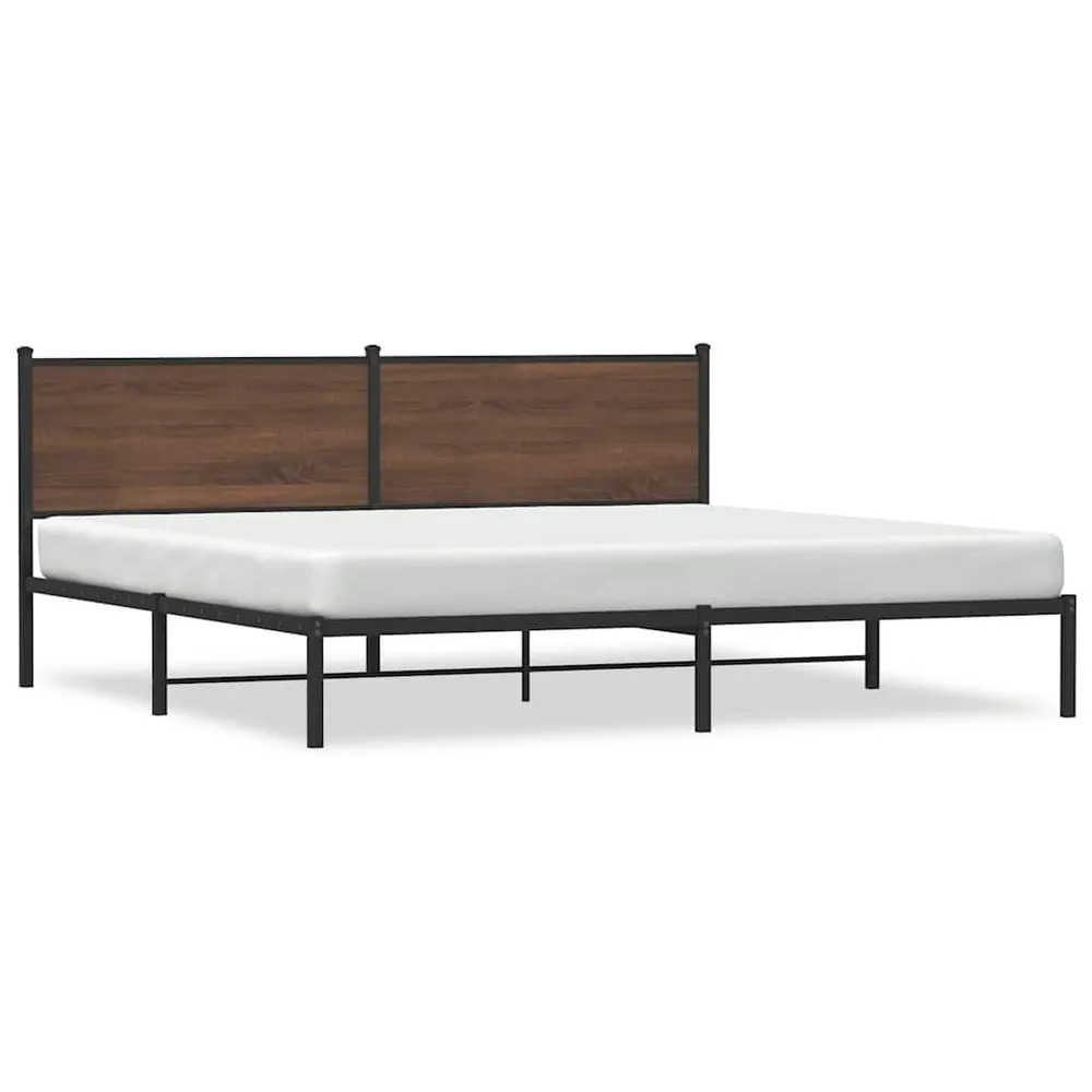 Bedframe zonder matras metaal bruin eikenkleur 193x203 cm