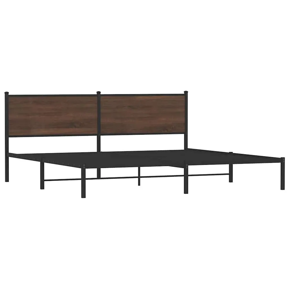 Bedframe zonder matras metaal bruin eikenkleur 193x203 cm