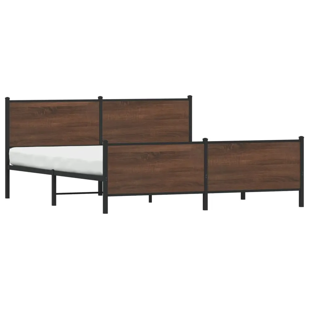 Bedframe zonder matras metaal bruin eikenkleur 193x203 cm