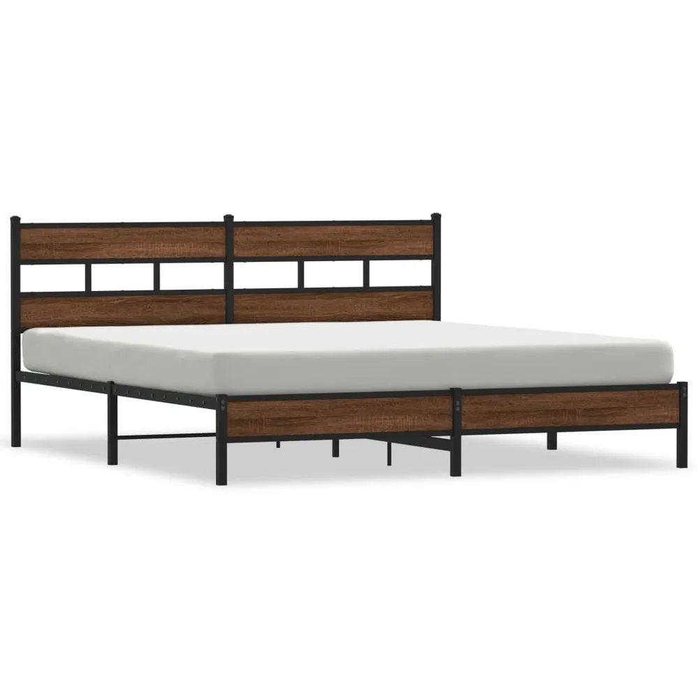 Bedframe zonder matras metaal bruin eikenkleur 193x203 cm