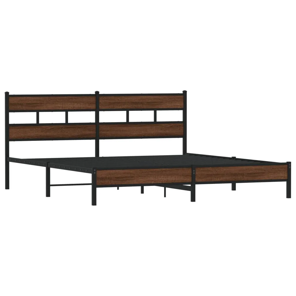Bedframe zonder matras metaal bruin eikenkleur 193x203 cm