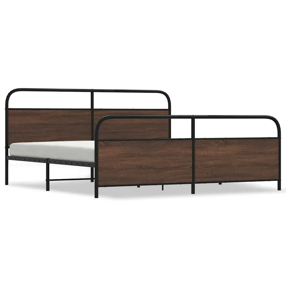 Bedframe zonder matras metaal bruin eikenkleur 193x203 cm