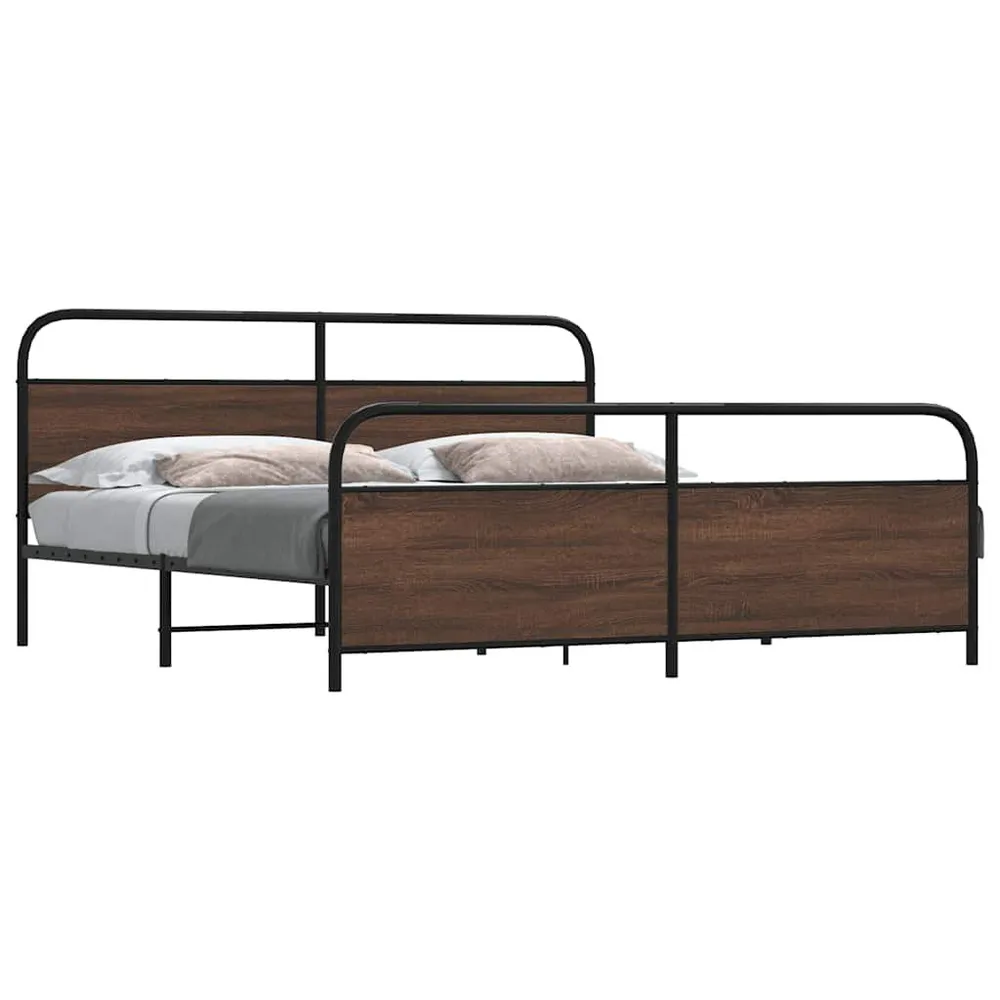 Bedframe zonder matras metaal bruin eikenkleur 193x203 cm