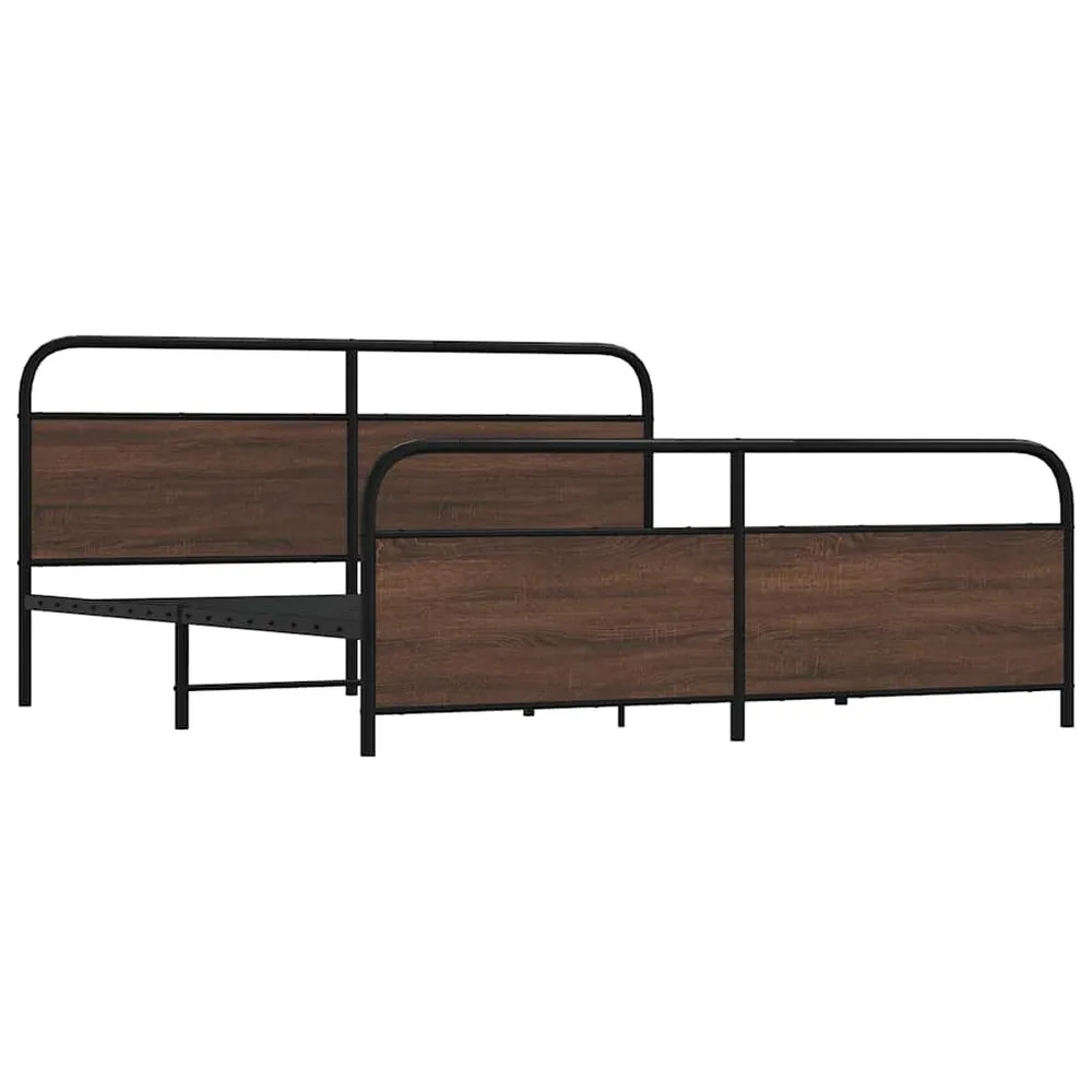 Bedframe zonder matras metaal bruin eikenkleur 193x203 cm